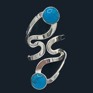 Adjustable Silver Plated Ring | Turquoise Accents | NWT